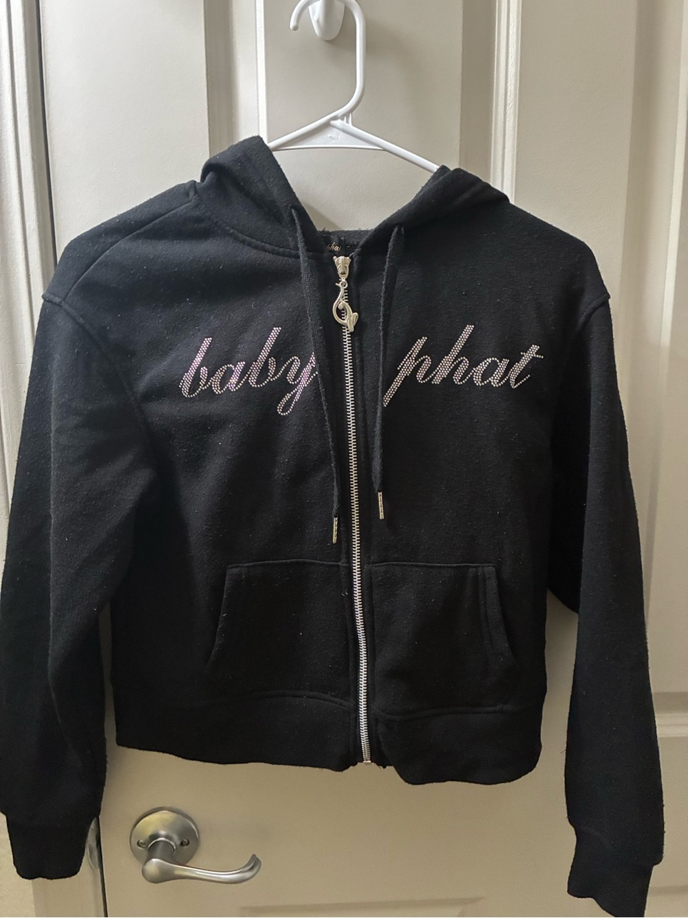 Baby Phat Black Zip Hoodie with Pink Script Logo